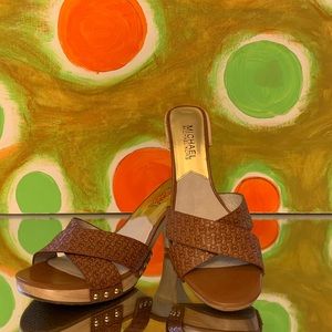 Leather Michael Kors  Sandal with Wooden heel